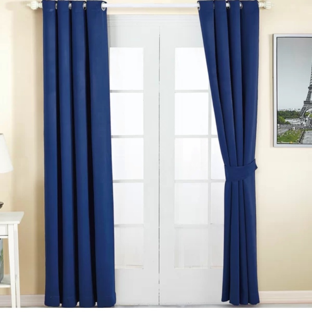 Bing amine Solid Blackout Grommet Curtains (2 Panels)